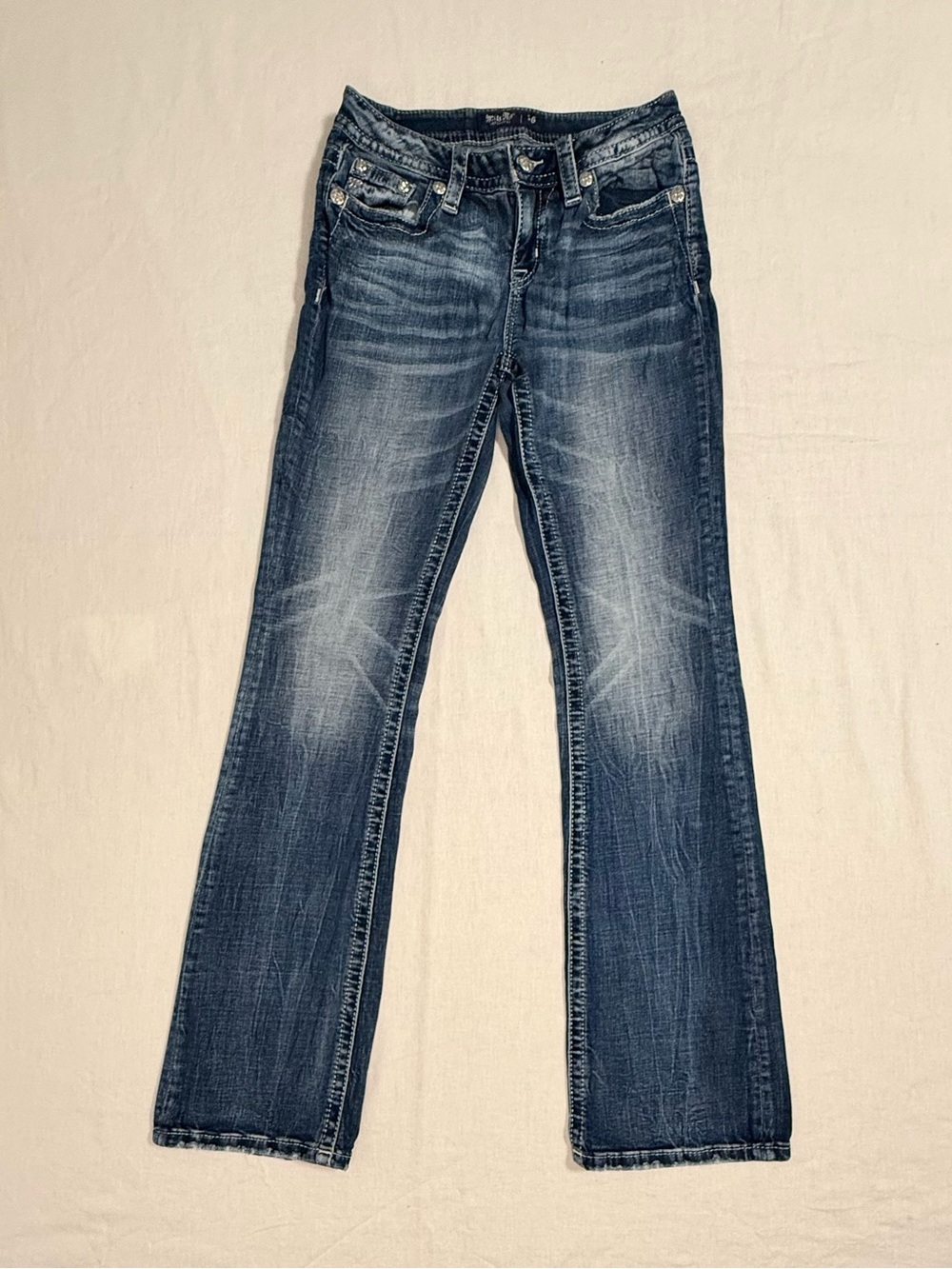 Miss Me Embroidered Cross Pocket Bootcut Jeans Size 26